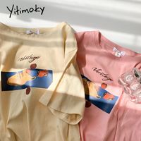 Wholesale Comics Cartoon Graphic Tee Short Sleeve T Shirts Women Summer Clothing Korean Loose Shirt Casual O Neck Tops