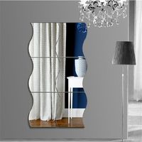 Wholesale Wall Stickers cmx12cm Wavy Edged Mirror Self Adhesived Mosaic Glass For Home DIY Tiles House Decor