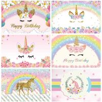 Wholesale 180x110cm Rainbow Unicorn Backdrop Gril st Unicorn Theme Birthday Party Decoration Supplies Baby Shower Pography Background
