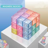 Wholesale Fidget Toy Puzzle Magnetic Cube Magic blocks Soma magnet x3 educational toys for children kids with Building block display card RRA9293