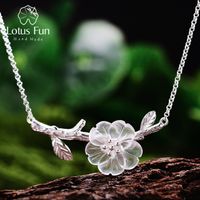 Wholesale lotus fun genuine sterling silver handmade designer fine jewelry flower in the rain necklace with pendant for women collier