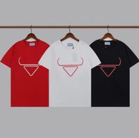 Wholesale Men s T shirt Summer tops Italian fashion luxury round neck triangular letter couple printing High quality T Shirt Top short sleeve shirt black and white red FW