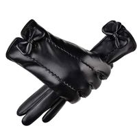 Wholesale Five Fingers Gloves Women Plus Plush Thickening Leather Mittens Cold Weather Keep Warm Waterproof Female Touch Screen