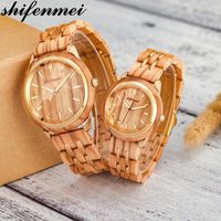 Wholesale Wristwatches Shifenmei Timepieces Couples Watches Lovers Handmade Natural Wood Luxury Ideal Gifts Items OEM Drop