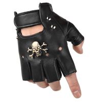 Wholesale Skulls Rivet PU Leather Fingerless Gloves Men Women Fashion Hip Hop Women s Chain Punk Half Finger Men s