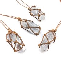 Wholesale Irregular Natural White Crystal Stone Rope Braided Handmade Pendant Necklaces For Women Girl Fashion Energy Healing Jewelry