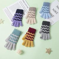 Wholesale Five Fingers Gloves Pair Winter Fashion Striped Knitted Double Color Full Finger Outdoor Warm Party Jewelry Accessories Gifts