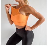 Wholesale 4 Colors Womens Tanks Camis Medium Support Cross Back Wirefree Removable Cups Sport Bra Tops Freedom Seamless Racerback Yoga Running Sports Bras