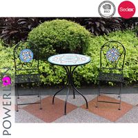 Wholesale Ornate Mosaic Kd Round Dining Table Set Wrought Iron Coffee Bistro Set Outdoor Furniture