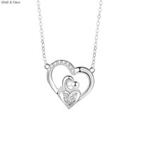 Wholesale New Arrival Jewellery European Love Necklace S925 Sterling Silver Female Hollow Out Simple Chinese Style Pendant Vintage Party Gift