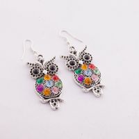 Wholesale 10pairs Owl Crystal Silver Fish Hooks Earrings Dangles Chandelier Jewelry E1598 Hot sell Items