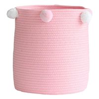 Wholesale Large Woven Cotton Rope Storage Basket Baby Laundry Hamper Bin Baskets For Organize Toy Diaper Home Decor Pink Bags