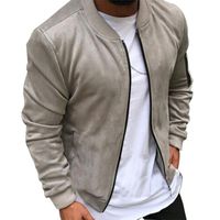 Wholesale Men s Jackets Suede Fabric Outdoor Winter Zipper Warm Coat Jacket Outwear Male Slim Solid Color Stylish