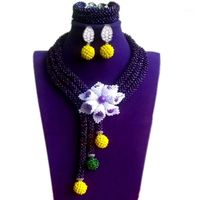 Wholesale Earrings Necklace Fine Jewelry Sets Flowers Womens Black And White Jewellery With Balls Big Dubai For Women