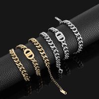 Wholesale Hot Buy Chain Jewelry Set for Women Rvs Gold Cuban Chain Letter Double D Hip Hop Key Legs