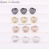 Wholesale 5PCS Micro Pave CZ Full Stone Heart Copper Charms Pendant Beads For DIY Jewelry Bracelets Necklaces Making G0927