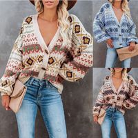 Wholesale Winter new knitted women s Knits sweater women Europe and America loose casual V neck cardigan sweater coat