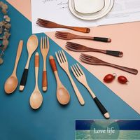 Wholesale Natural Wood Spoon Fork Set winding Honey Coffee Ice Cream Wooden Spoon Kitchen Cutlery
