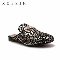 Wholesale Summer Flats Mules Shoes Women Slippers Outdoor Slipper Leopard Rhinestone Shoes Woman Plus Size o7rk