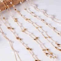 Wholesale Korean hanging neck glass chain star anti loss hanging rope chain pearl love Beaded Necklace temperament mask chain