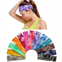 Wholesale INS Women Yoga Running Tie dye Headband Wide Stretch Hairband Fashion Sports Sweat Cotton Elastic Turban Lady Headdress Hair Accessories