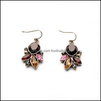 Wholesale Dangle Chandelier Earrings Jewelry Resin Gemstone Antique Gold Color Drop For Women Colorf Crystal Flower Designs Delivery Efc