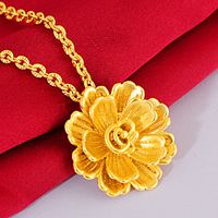 Wholesale Flower Shaped Charm Pendant Chain k Yellow Gold Filled Fashoin Jewelry For Women Girl