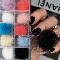 Wholesale Nail Art Decorations Box Soft Touch Pom Poms Trendy Charms Puffy Ball Fluffy Kit Pendant Jewelry D Detachable Decoration Accessories