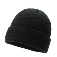 Wholesale Hat Mens Autumn and Winter plus Fluff Knitted Hat Outdoor Cycling Warm Toe Cap Woolen Cap Pure Color Thickened Hat Female Winter