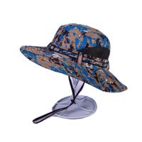 Wholesale bucket hats custom blue camouflage cap boonie camo hat with string