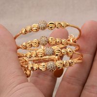 Wholesale 4 Years Old France Bead Gold Color Bangles Zircon Stone Adjustable Bracelets For Baby Girls Golden Babby Jewelry Bangle