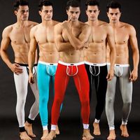 Wholesale Men s Pants Underwear Fashion Sexy U Convex Pouch Skinny Long Thermal Elastic Leggings Sports Training Yoga