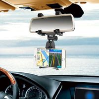 Wholesale Universal Car Rear View Mirror Steering Wheel Phone Mount Holder For iPhone Galaxy Huawei Xiaomi Sony LG HTC Google and other Smartphones