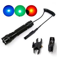 Wholesale WF B Hunting LED Green Blue Red Lighting On Off Mode Lantern Scope Mount Remote Switch Charger Flashlights Torches