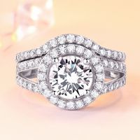 Wholesale Kimter Engagement Round Full Cubic Zirconia Crystal Ring Set Wedding Bride Rings Hand Jewelry Accessories Q485FZ