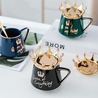 Wholesale Mugs Queen Of Everything Mug With Crown Lid And Spoon Ceramic Coffee Cup Gift For Girlfriend Wife Fast Delivery
