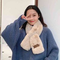 Wholesale Winter Rex hair scarf female Korean version solid color lengthened leather label Bib thickened Plush warm imitation rabbit