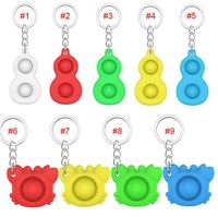 Wholesale favors Push Bubble simple dimple Key Ring Fidget Toys Keychain Kids Adult Novel Squeeze Bubbles Puzzle Finger Fun Game Fidgets Toy Stress Relief