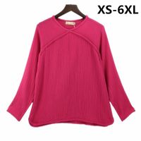 Wholesale Women s Blouses Shirts Spring Fashion Women Tops Casual Plus Size XS XL XL Lady Big Sizes Cotton Linen Girls Top Blusas Black Red
