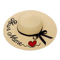 Wholesale Embroidery Personalized Custom Text Women Sun Hat Large Brim Straw Outdoor Beach hat Summer Cap Dropshippin