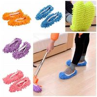 Wholesale Other Housekeeping Organization Mop Slippers House Lazy Floor Wall Dust Removal Cleaning Feet Shoe Covers Washable Reusable Microfiber V09S