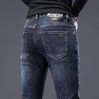 Wholesale Men s Jeans Autumn Trousers Cotton Straight Elastic Italy Ferraga Brand Business Pants Classic Winter Denim Male