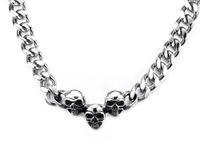 Wholesale High Quality Punk Silver Heavy g Men Birthday Gift Gothic Stainless Steel Curb Link chain Necklace With Biker characteristic Skull