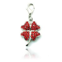 Wholesale New arrival Floating Charm Alloy Rhinestone Four Leaf Clover Lobster Clasp Pendants Charms DIY Key Ring Jewelry