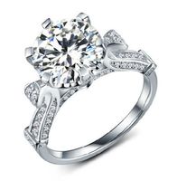 Wholesale 2CT Solitaire Designer Gold Synthetic Diamond Engagement Ring For Women K White Gold Jewelry Ring AU750 Geniune Gold Ring