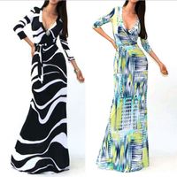 Wholesale 2015 Fashion New Maxi Dresses for Womens Summer Party Evening dress Clothes V Neck Sexy Floral Printed Dresses Women Casual dresses xl