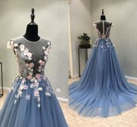 Wholesale Unique Hand Flowers Prom Dress Short Front Long Back Sexy Backless V Neck Black Satin Tulle Prom Gowns Long Elegant Evening Dresses