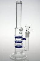 Wholesale New glass bong three Disk Honeycomb blue green color quot size glass water pip glass bubbler