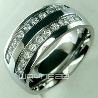 Wholesale His mens stainless steel solid ring band wedding engagment ring size from