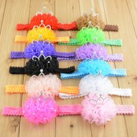Wholesale Fashion Baby Chiffon flower Lace headbands with crown for children girls infant hair accessories colors in stock